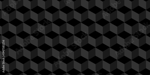 Vector structure box minimal black paper abstract cube. minimal square wall texture. geometric tile hexagon mosaic wall grid wallpaper. block cube isometric mosaic background.