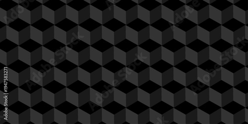Vector structure box minimal black abstract cube square wall texture. geometric tile hexagon mosaic wall grid wallpaper. minimal geometric block cube isometric mosaic texture background.