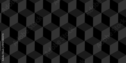 Vector structure box minimal black abstract cube square wall texture. geometric tile hexagon mosaic wall grid wallpaper. minimal geometric block cube isometric mosaic texture background.