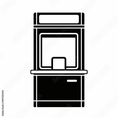 Simple black and white illustration of a self service kiosk machine