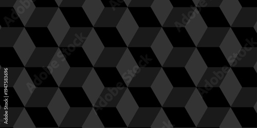 Vector structure box minimal black paper abstract cube. minimal square wall texture. geometric tile hexagon mosaic wall grid wallpaper. block cube isometric mosaic background.