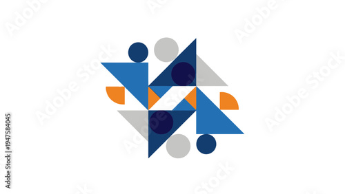 Geometric shapes in blue orange 1.