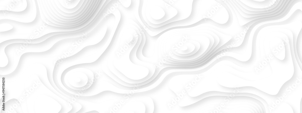 Fototapeta premium Abstract background vector Abstract wavy line 3d paper cut white background. Abstract pattern with lines. Abstract sea map geographic contour map and topographic contours map background.