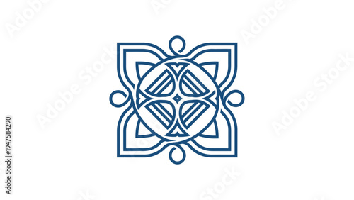 Intricate Blue Celtic Knot Design Symbol.
