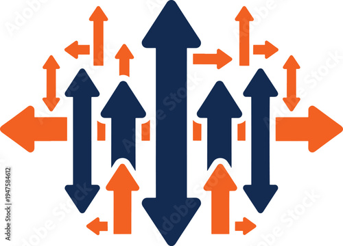 Arrows direction up down left right movement choice options strategy flow concept
