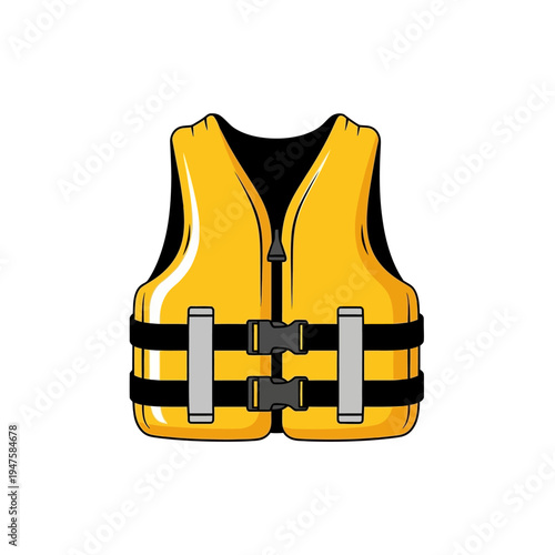 A brightly colored yellow life vest isolated on a white background