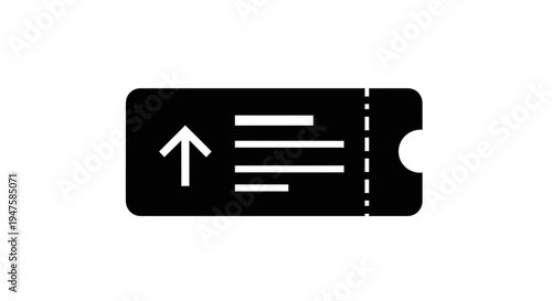 Black ticket icon with white lines.