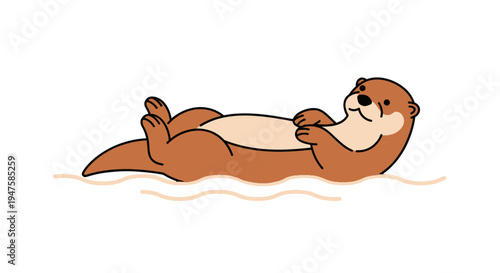 Cartoon otter floating on water surface.