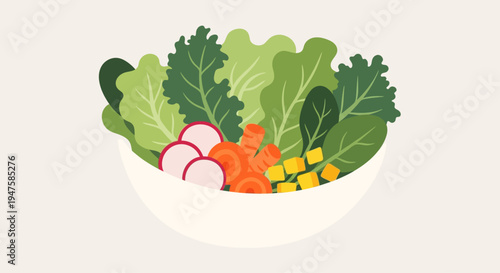 Fresh Healthy Green Salad Bowl with Organic Vegetables.