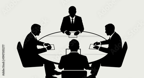 Businessmen sitting around a meeting table.
