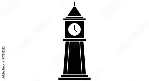 Clock tower silhouette with clock face.