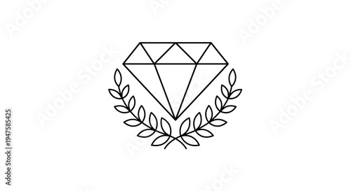 Diamond icon with laurel wreath design.