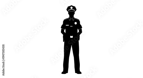 Police officer in uniform standing tall.