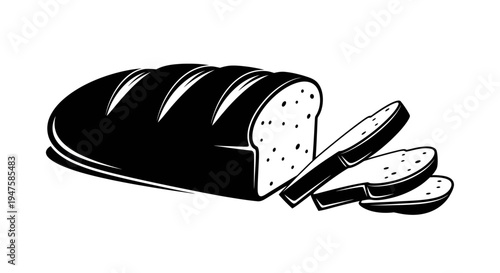 Freshly Baked Loaf of Bread Sliced on White Background.