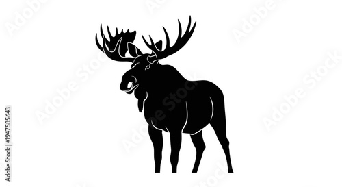 Large Moose Deer Animal Silhouette Profile.