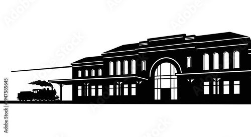 Large building with train station.
