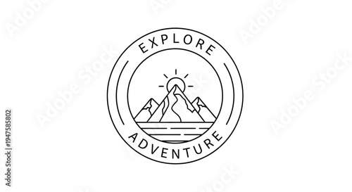 Mountain landscape adventure travel logo icon.