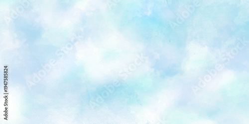 blue sky with cloud. watercolor old aged blue grunge background.