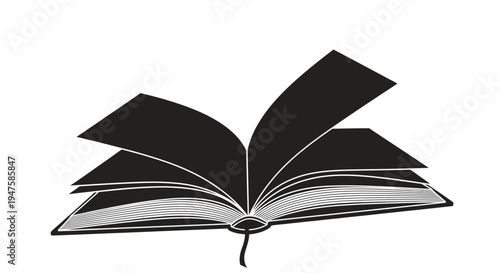 Open book with black cover pages.