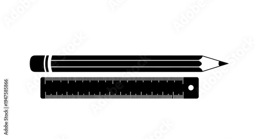 Pencil and ruler office supplies.