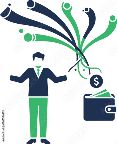 Businessman generates new ideas to save money in wallet creative financial strategy