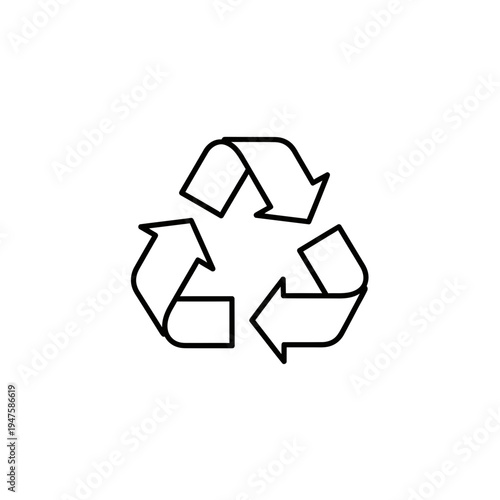 Recycle Symbol Outline on White Background vector illustration