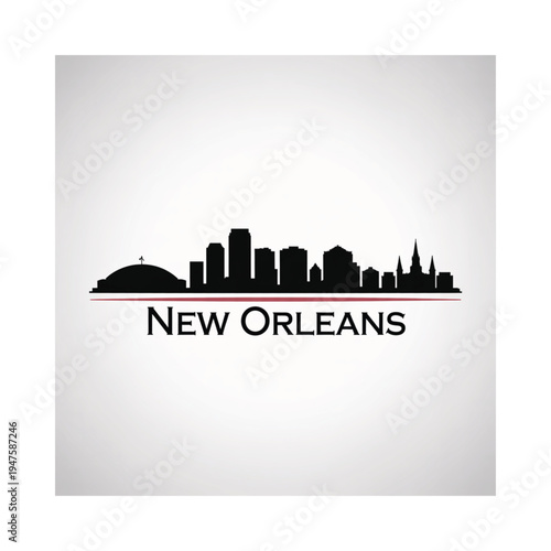New orleans skyline silhouette with city name typography below