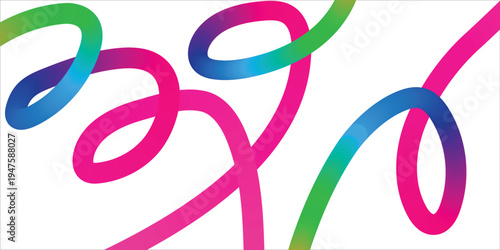 Vibrant multicolored gradient tubular shapes in abstract composition