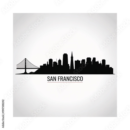 San francisco skyline silhouette with the golden gate bridge visible