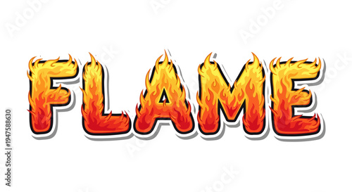 Flame text effect with orange and yellow colors.