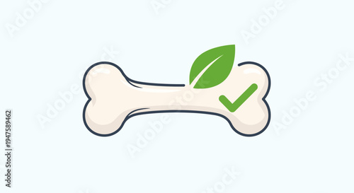 Dog Bone with Green Leaf and Tick.