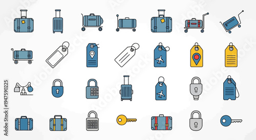Collection of various luggage icons.