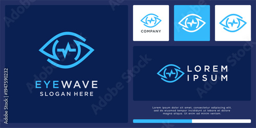 Eye wave logo design template with pulse