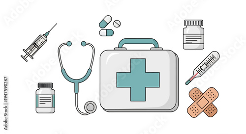Medical First Aid Kit Equipment.