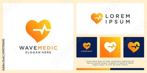 Wave medical logo design template
