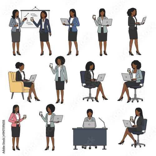 Diverse Business Women Working in Office.