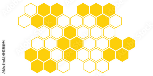 simple yellow outline and fill honeycomb pattern for banner poster background.