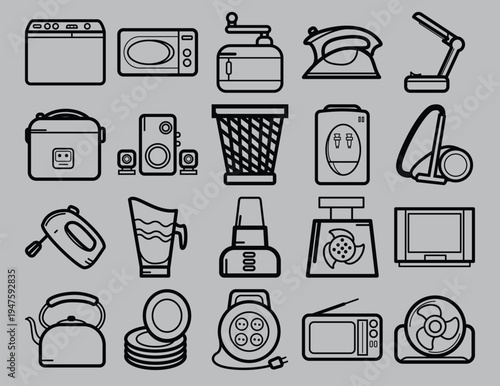 home appliances icon set
