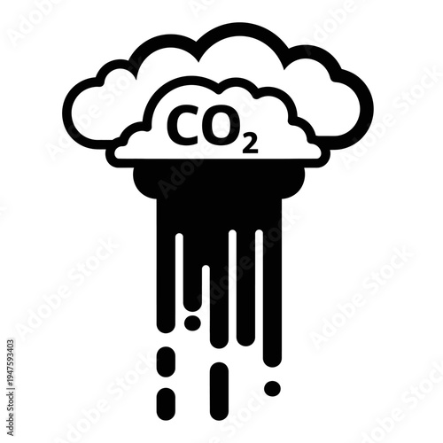 Carbon dioxide pollution depicted as rain falling from a dark cloud