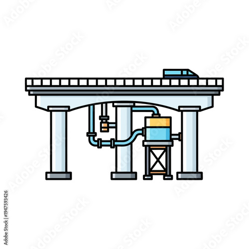 Colorful illustration of a monorail train on an elevated track system