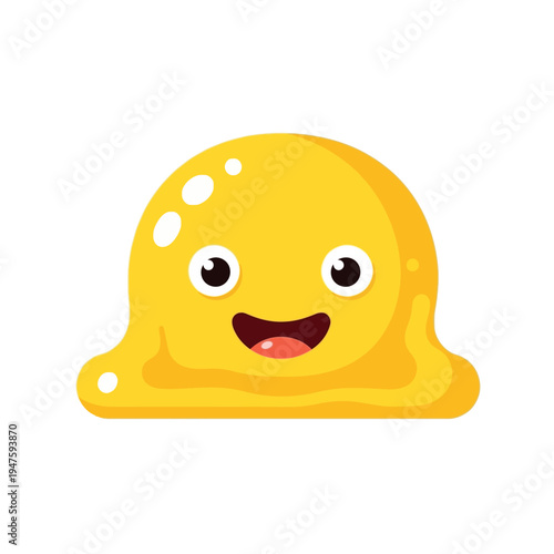 A cheerful yellow slime character with a happy facial expression