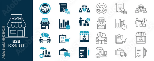 B2b icon set for business and commerce