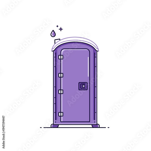 A simple illustration of a purple portable restroom or porta potty