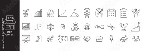B2b business line icon collection