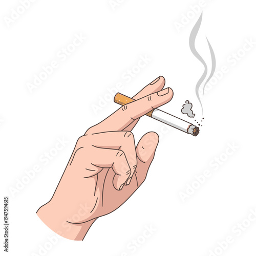 hand holding burning cigarette