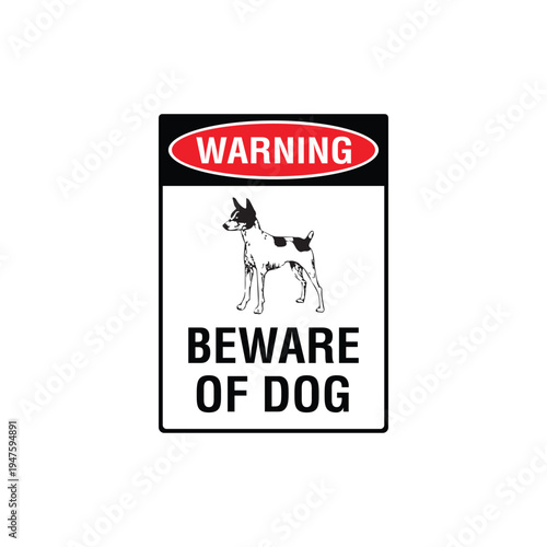Warning Beware Of Dog Tenterfield Terrier Vector Sign, Security Alert Sticker, Guard Dog Design