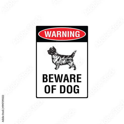 Warning Beware Of Dog Scottish Terrier Vector Sign, Security Alert Sticker, Guard Dog Design