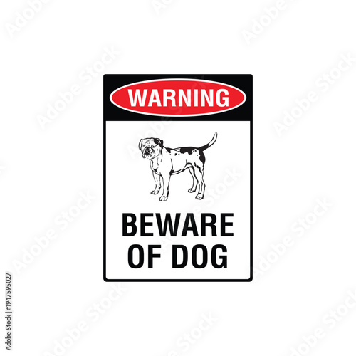 Warning Beware Of Dog Beagle Breed Vector Sign, Security Alert Sticker, Guard Dog Design