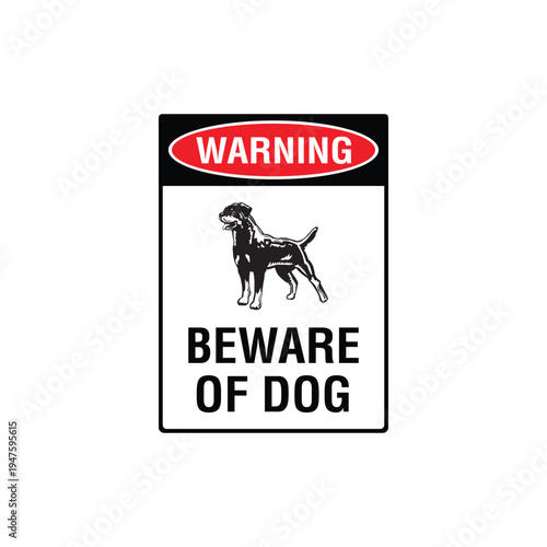 Warning Beware Of Dog Airedale Terrier Breed Vector Sign, Security Alert Sticker, Guard Dog Design