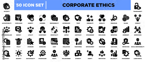 Corporate Ethics Icon Sheet Glyph Black